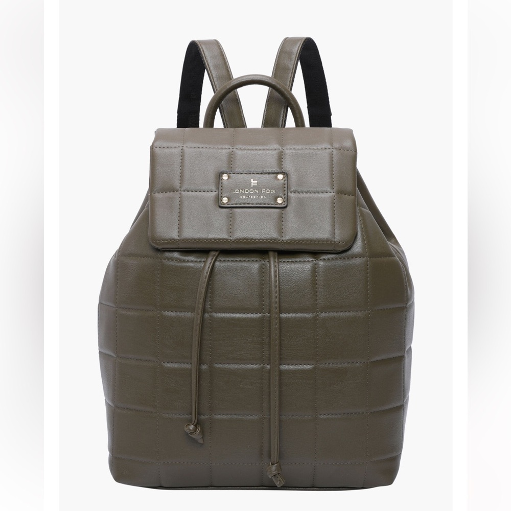 NWT London Fog Alice Quilted Backpack BLACK